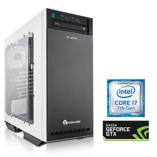 PC Specialist Core i7-7700 16GB 3TB + 240GB SSD GeForce GTX 1080 DVD-RW Windows 10 Gaming Desktop